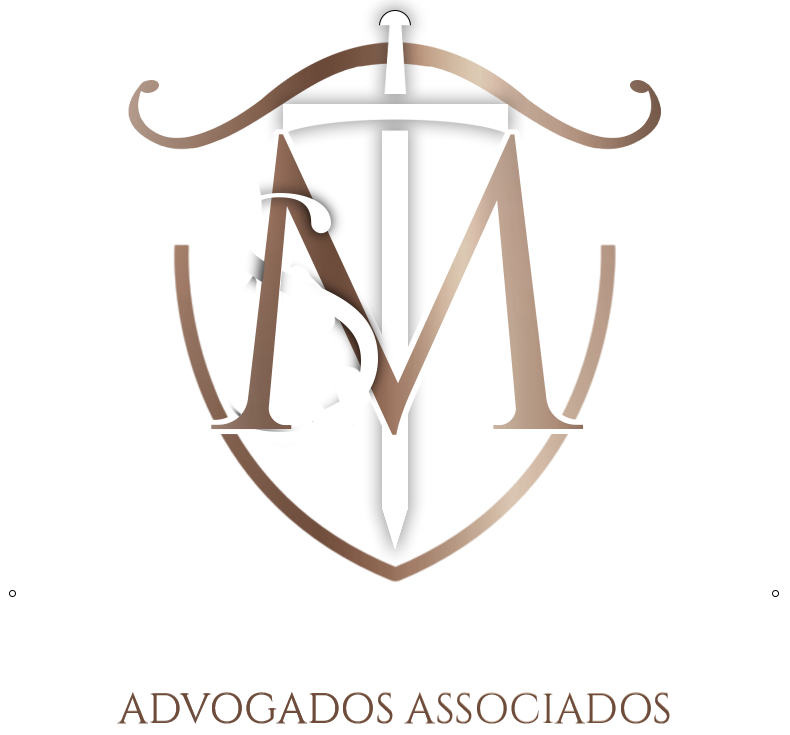 Logotipo Santos & Moraes Advogados Associados: escudo com espada e monograma S e M